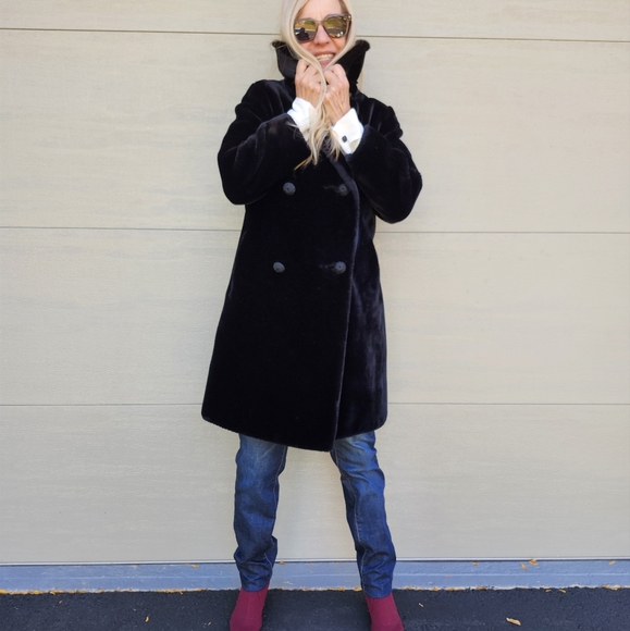 Vintage Borgazia Faux Black Fur with Brown Mink Collar, Medium, $98 - Picture 7 of 17